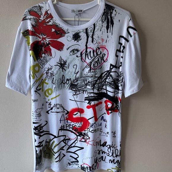 Fashion Nova Tops - Fashion Nova My Expression Graffiti Tunic Top